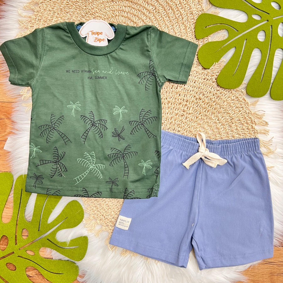 Conj. Camiseta We Need Vitamin Sea e Bermuda - Verde